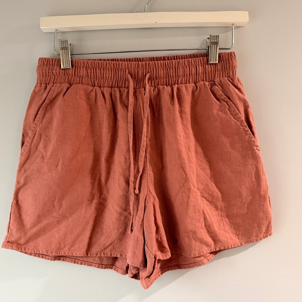 C&C California Linen Blend Shorts Womens XS Terracotta Excellent Drawstring Boho